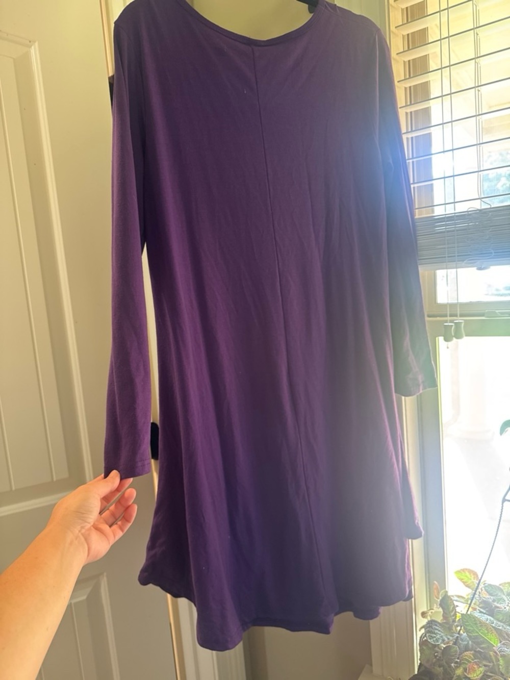 Women's Long Sleeve Purple Swing Dress XL
